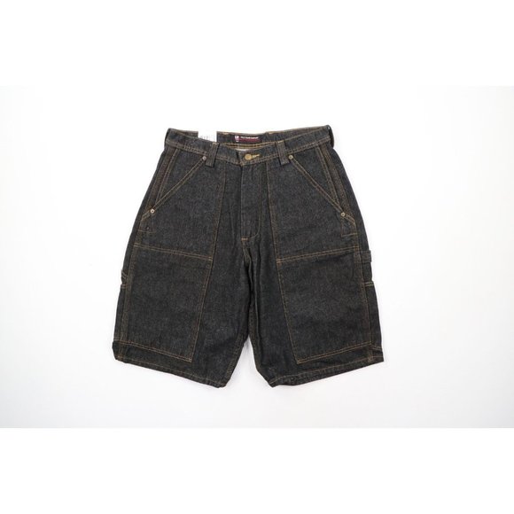 NOS Vtg 90s Ralph Lauren Mens 30 Baggy Loose Fit Carpenter Denim Shorts Black